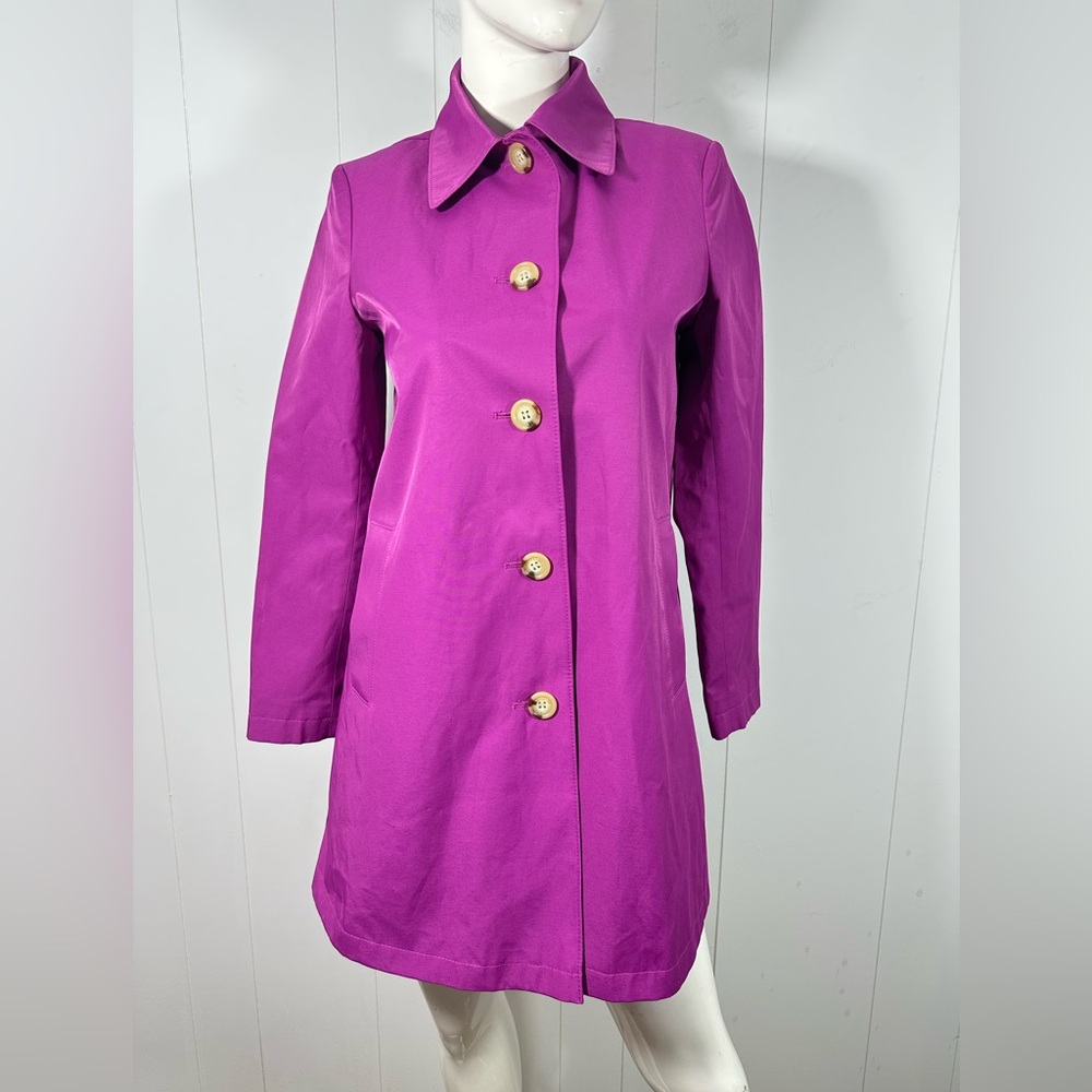 Lauren Ralph Lauren Sz Small Petite Pink Fuchsia Button Up Collared Coat Jacket